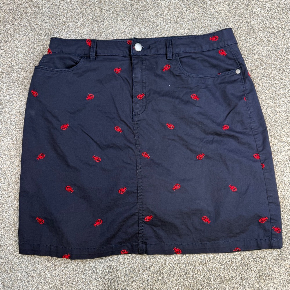 Croft & Barrow Navy Blue Lobster Embroidered Skort Womens 6 Nautical Mini Skirt